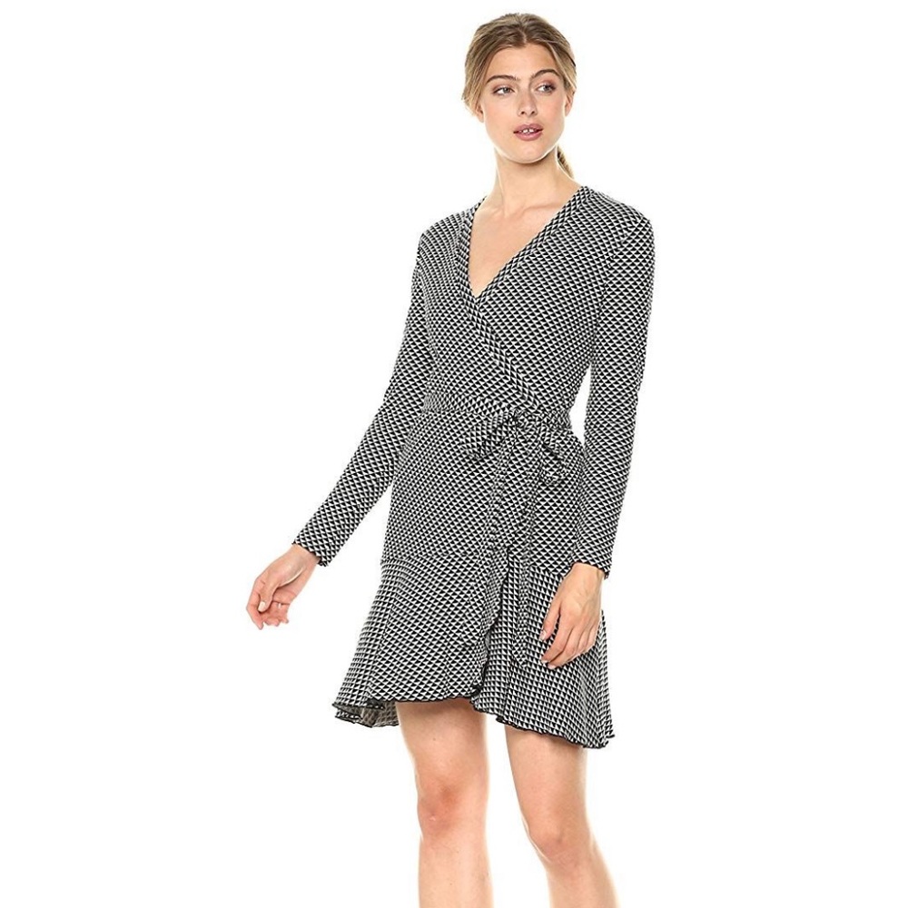 Nicole Miller Geometric B&W Wrap Dress Size 0